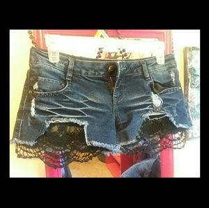 Shorts with Black Embroidery